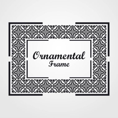 Vintage çerçeve retro dekoratif desenli. Vektör çizim