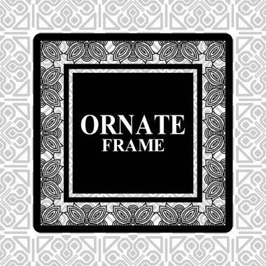 Vintage çerçeve retro dekoratif desenli. Vektör çizim