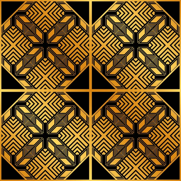 抽象的な幾何学的な黄金のシームレスなパターン。ベクトル図 — ストックベクタ