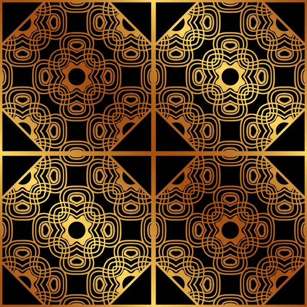 抽象的な幾何学的な黄金のシームレスなパターン。ベクトル図 — ストックベクタ