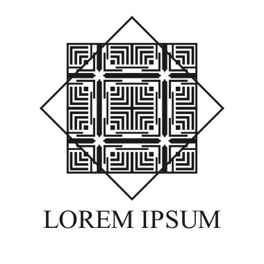 Tasarım ve dekorasyon geometrik süs simgesi. Vektör çizim
