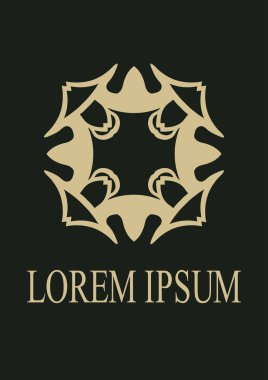 Vintage süs amblemi. Lüks zarif süsleme. Logo gelişti. Broşür için öğe. Tasarım şablonu. Vektör çizim