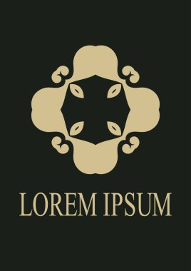 Vintage süs amblemi. Lüks zarif süsleme. Logo gelişti. Broşür için öğe. Tasarım şablonu. Vektör çizim