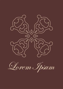 Vintage süs amblemi. Lüks zarif süsleme. Logo gelişti. Broşür için öğe. Tasarım şablonu. Vektör çizim