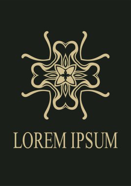 Vintage süs amblemi. Lüks zarif süsleme. Logo gelişti. Broşür için öğe. Tasarım şablonu. Vektör çizim