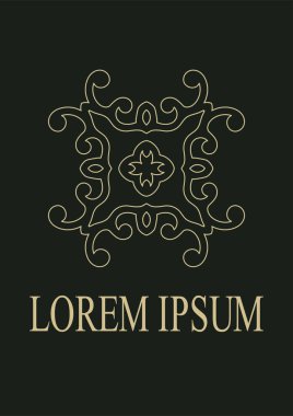 Vintage süs amblemi. Lüks zarif süsleme. Logo gelişti. Broşür için öğe. Tasarım şablonu. Vektör çizim