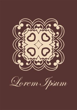 Vintage süs amblemi. Lüks zarif süsleme. Logo gelişti. Broşür için öğe. Tasarım şablonu. Vektör çizim