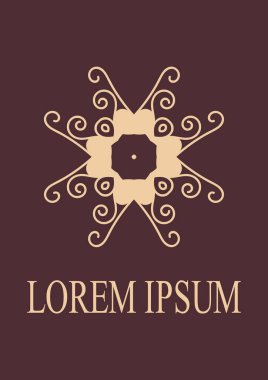 Vintage süs amblemi. Lüks zarif süsleme. Logo gelişti. Broşür için öğe. Tasarım şablonu. Vektör çizim
