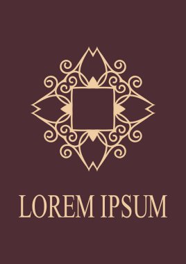 Retro süs logo. Süslü amblemi gelişti. Lüks zarif süsleme. Vintage öğesi. Tasarım şablonu. Vektör çizim