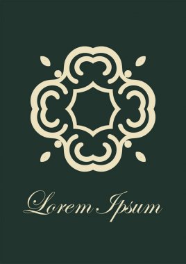 Retro süs logo. Süslü amblemi gelişti. Lüks zarif süsleme. Vintage öğesi. Tasarım şablonu. Vektör çizim