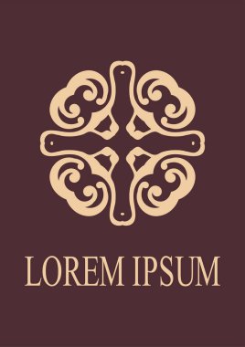 Retro süs logo. Süslü amblemi gelişti. Lüks zarif süsleme. Vintage öğesi. Tasarım şablonu. Vektör çizim