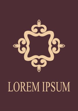 Retro süs logo. Süslü amblemi gelişti. Lüks zarif süsleme. Vintage öğesi. Tasarım şablonu. Vektör çizim