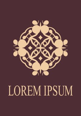 Retro süs logo. Süslü amblemi gelişti. Lüks zarif süsleme. Vintage öğesi. Tasarım şablonu. Vektör çizim