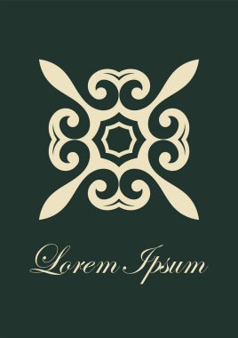 Retro süs logo. Süslü amblemi gelişti. Lüks zarif süsleme. Vintage öğesi. Tasarım şablonu. Vektör çizim