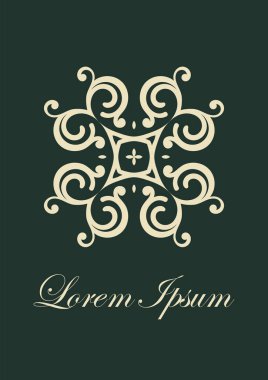 Retro süs logo. Süslü amblemi gelişti. Lüks zarif süsleme. Vintage öğesi. Tasarım şablonu. Vektör çizim