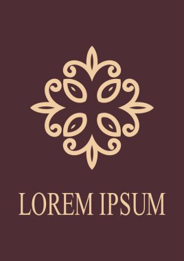 Retro süs logo. Süslü amblemi gelişti. Lüks zarif süsleme. Vintage öğesi. Tasarım şablonu. Vektör çizim