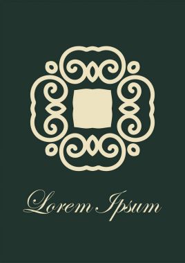 Retro süs logo. Süslü amblemi gelişti. Lüks zarif süsleme. Vintage öğesi. Tasarım şablonu. Vektör çizim