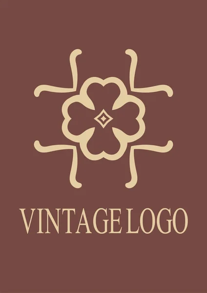 Emblema ornamental vintage. Adorno elegante de lujo. Logotipo florecido. Elemento para folletos. Plantilla para diseño. Ilustración vectorial — Archivo Imágenes Vectoriales