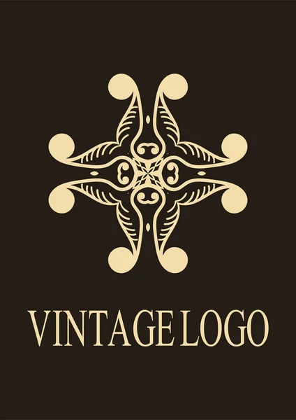 Logo ornamental retro. Florecido emblema ornamentado. Adorno elegante de lujo. Elemento vintage. Plantilla para diseño. Ilustración vectorial — Archivo Imágenes Vectoriales