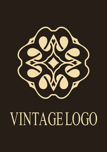 Retro prydnads logotyp. Blomstrade utsmyckade emblem. Lyxiga eleganta prydnad. Vintage element. Mall för design. Vektorillustration — Stock vektor