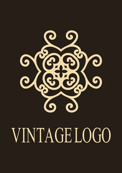 Logo ornamental retro. Florecido emblema ornamentado. Adorno elegante de lujo. Elemento vintage. Plantilla para diseño. Ilustración vectorial — Archivo Imágenes Vectoriales