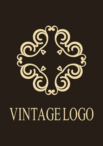 Logo ornamental retro. Florecido emblema ornamentado. Adorno elegante de lujo. Elemento vintage. Plantilla para diseño. Ilustración vectorial — Archivo Imágenes Vectoriales