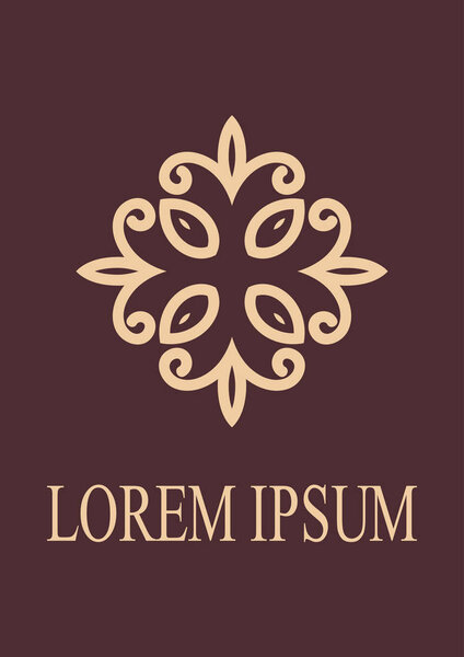 Ретро-декоративный логотип. Цветущая декоративная эмблема. Элегантный орнамент класса люкс. Винтажный элемент. Шаблон для дизайна. Векторная иллюстрация
