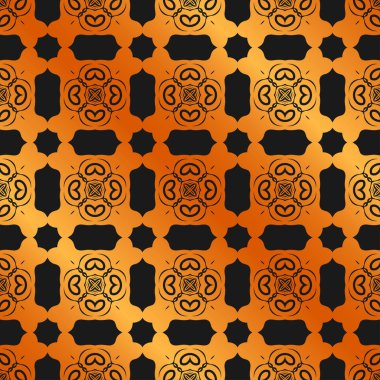 Vintage süs altın seamless modeli. Lüks zarif süsleme gelişti. Tasarım şablonu. Vektör çizim