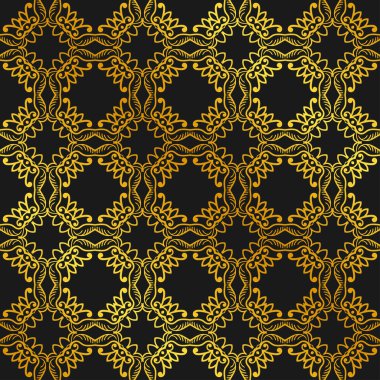 Vintage süs altın seamless modeli. Lüks zarif süsleme gelişti. Tasarım şablonu. Vektör çizim
