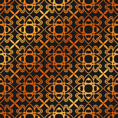 Retro süs altın seamless modeli. Süslü arka plan gelişti. Lüks zarif süsleme. Vintage öğesi. Tasarım şablonu. Vektör çizim