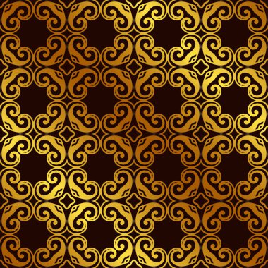Retro süs altın seamless modeli. Süslü arka plan gelişti. Lüks zarif süsleme. Vintage öğesi. Tasarım şablonu. Vektör çizim