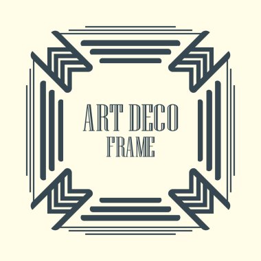 Vintage retro kenarlık ve çerçeve Art Deco tarzında. Tasarım şablonu. Vektör çizim