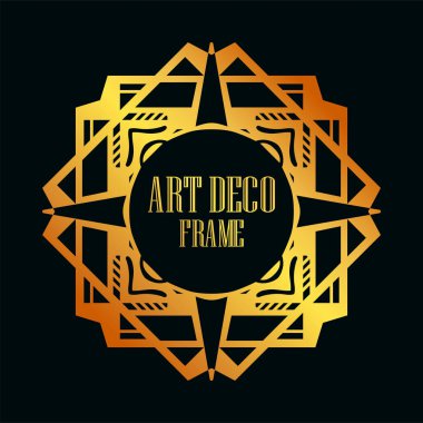 Vintage retro altın kenarlık ve çerçeve Art Deco tarzında. Tasarım şablonu. Vektör çizim