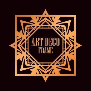 Vintage retro altın kenarlık ve çerçeve Art Deco tarzında. Tasarım şablonu. Vektör çizim