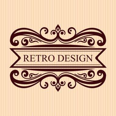 Vintage kaligrafi etiket. Davetiye, tebrik kartları, afiş, poster, posterlerini açmaları, rozetleri, otel, Restoran, iş kimlik tasarımı için süslü logo şablonu. Vektör çizim.