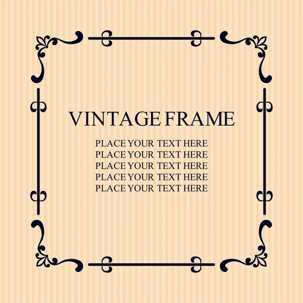 Vintage decorative frame. Elegant ornamental template for design of birthday and greeting card, wedding invitation with place for text. Vector illustration — Stock Vector