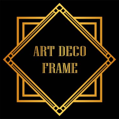 Art Deco tarzında Vintage ve retro altın çerçeve. Tasarım şablonu