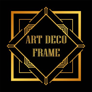 Art Deco tarzında Vintage ve retro altın çerçeve. Tasarım şablonu