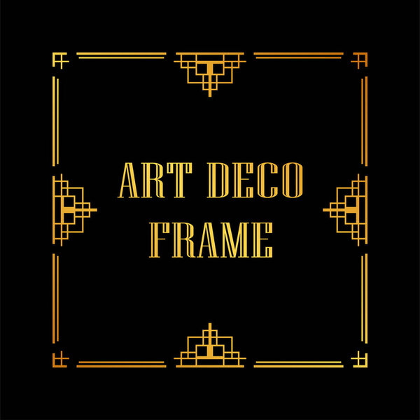 Vintage retro golden frame in Art Deco style. Template for design