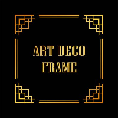 Art Deco tarzında Vintage ve retro altın çerçeve. Tasarım şablonu