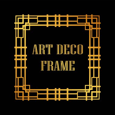 Art Deco tarzında Vintage ve retro altın çerçeve. Tasarım şablonu