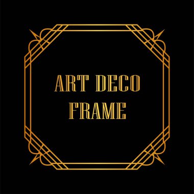 Art Deco tarzında Vintage ve retro altın çerçeve. Tasarım şablonu
