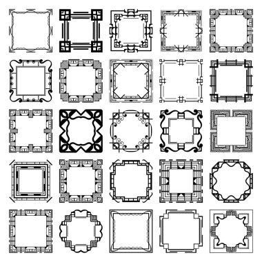 Vintage retro çerçeveler Art Deco tarzında ayarla. Tasarım şablonu