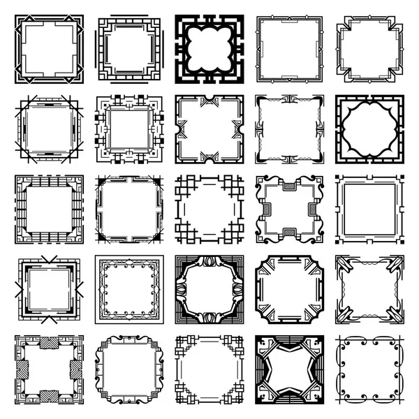 Vintage retro frames set in Art Deco style. Template for design Stock