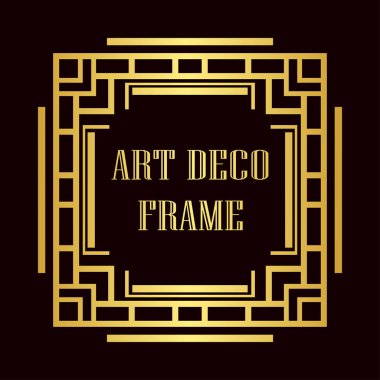 Art Deco tarzında Vintage ve retro altın çerçeve. Tasarım şablonu