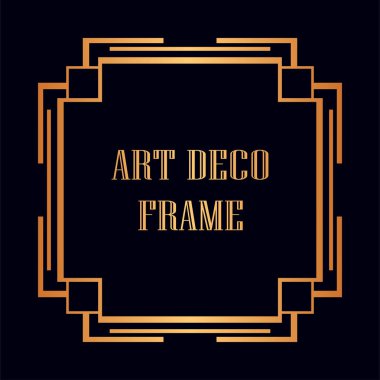 Art Deco tarzında Vintage ve retro altın çerçeve. Tasarım şablonu