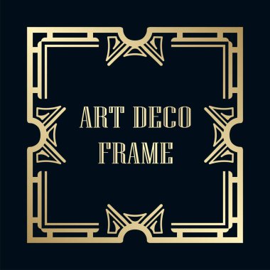 Art Deco tarzında Vintage ve retro altın çerçeve. Tasarım şablonu