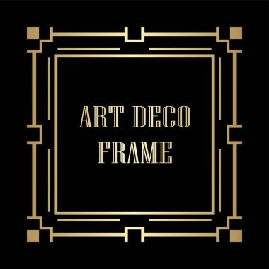 Art Deco tarzında Vintage ve retro altın çerçeve. Tasarım şablonu