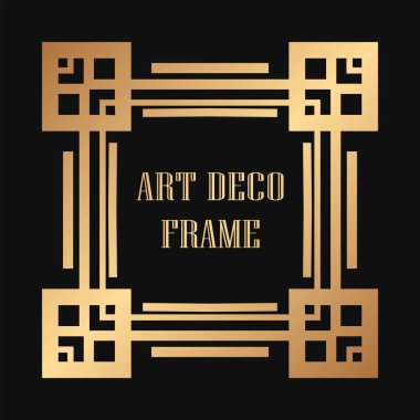 Art Deco tarzında Vintage ve retro altın çerçeve. Tasarım şablonu