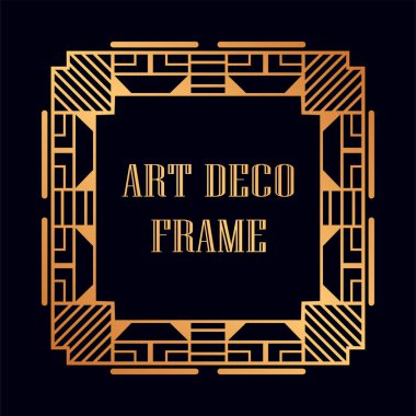 Art Deco tarzında Vintage ve retro altın çerçeve. Tasarım şablonu